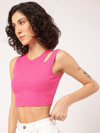 DressBerry Subtle & Trendy Cut-Out Sleeveless Crop Top