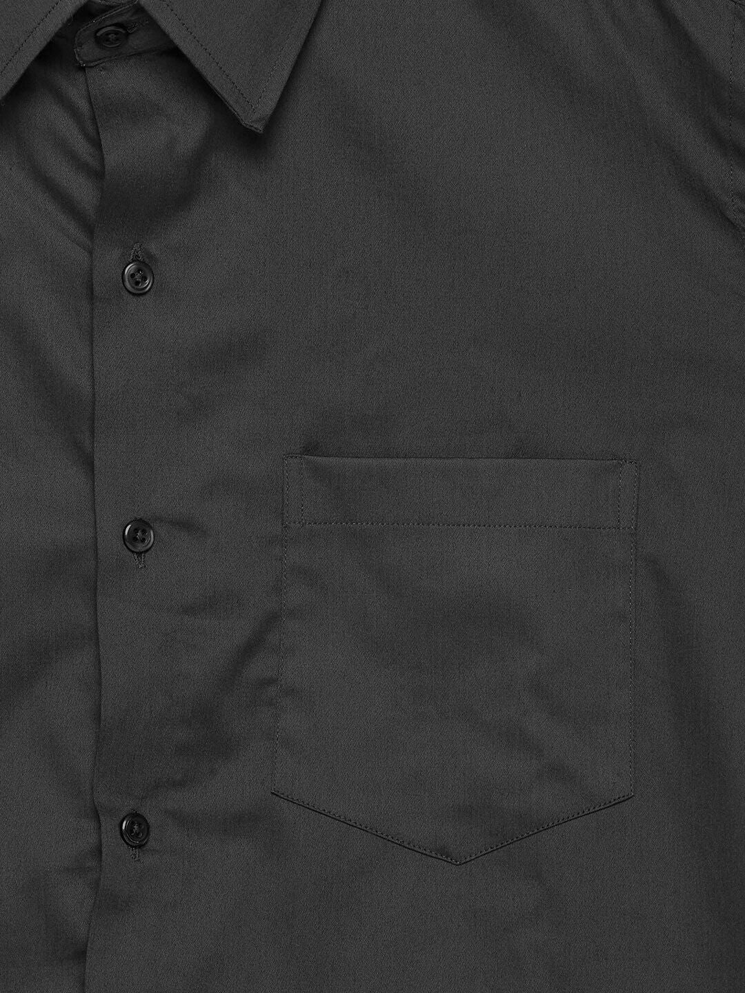 Hancock Men Black Club Slim Fit Cotton Satin Formal Shirt