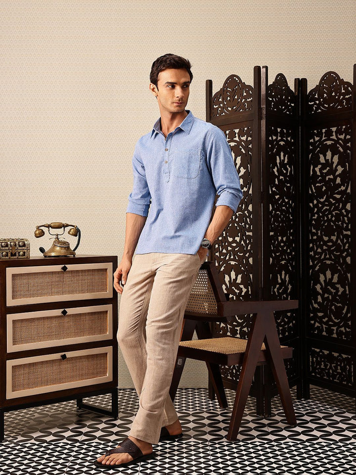 House of Pataudi Shirt Collar Rozana Kurta