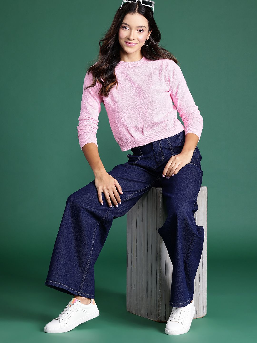 DressBerry Solid Cropped Pullover