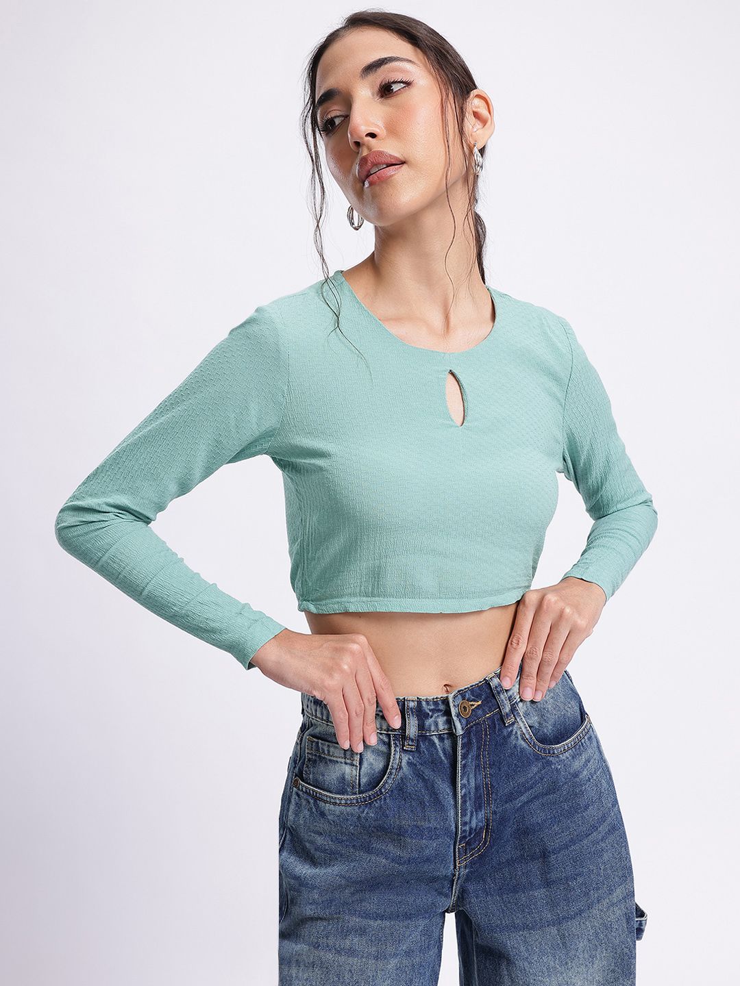 DressBerry Girly Glam Textured Crop Top