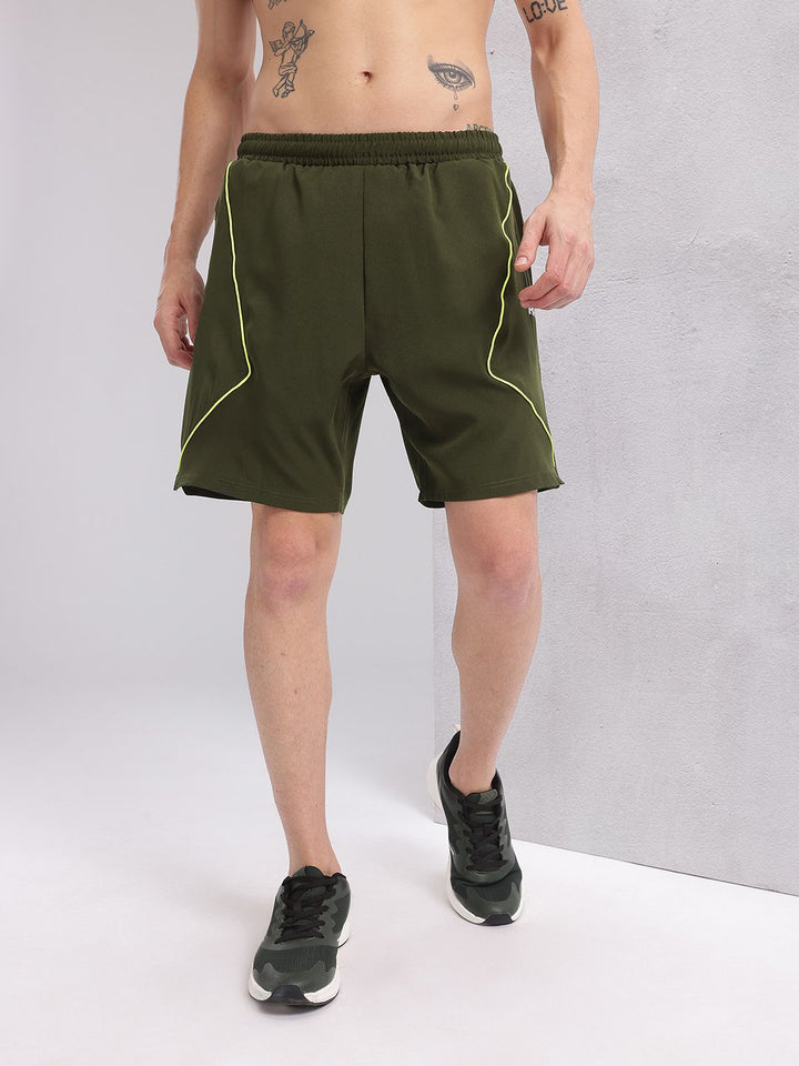 HRX by Hrithik Roshan Men Brand Logo Print Detail Training Shorts with Contrast Piping