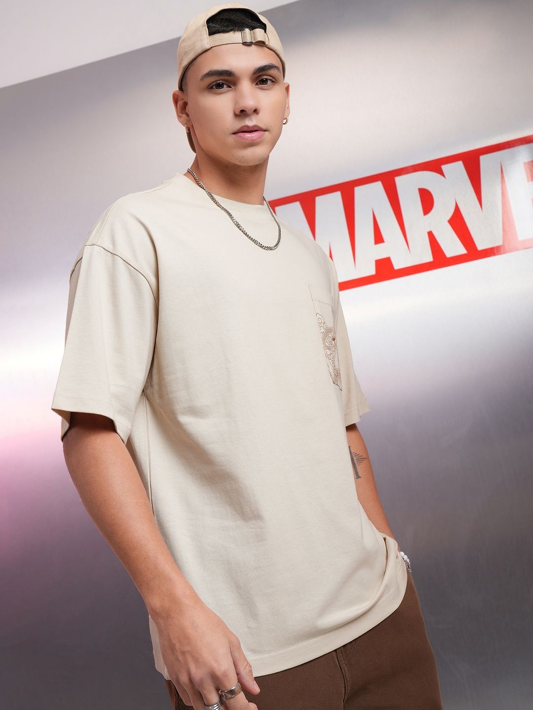 HIGHLANDER Men Avenger Printed Oversized Drop Shoulder Sleeves Pure Cotton Tshirt