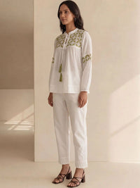 House of Chikankari Floral Bordir Ethnic Cotton Top