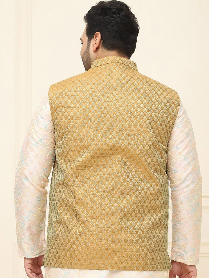 SOJANYA PLUS Men Printed Nehru Plus Size Jacket