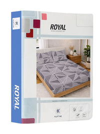KLOTTHE Purple Geometric 300 TC King Bedsheet with 2 Pillow Covers
