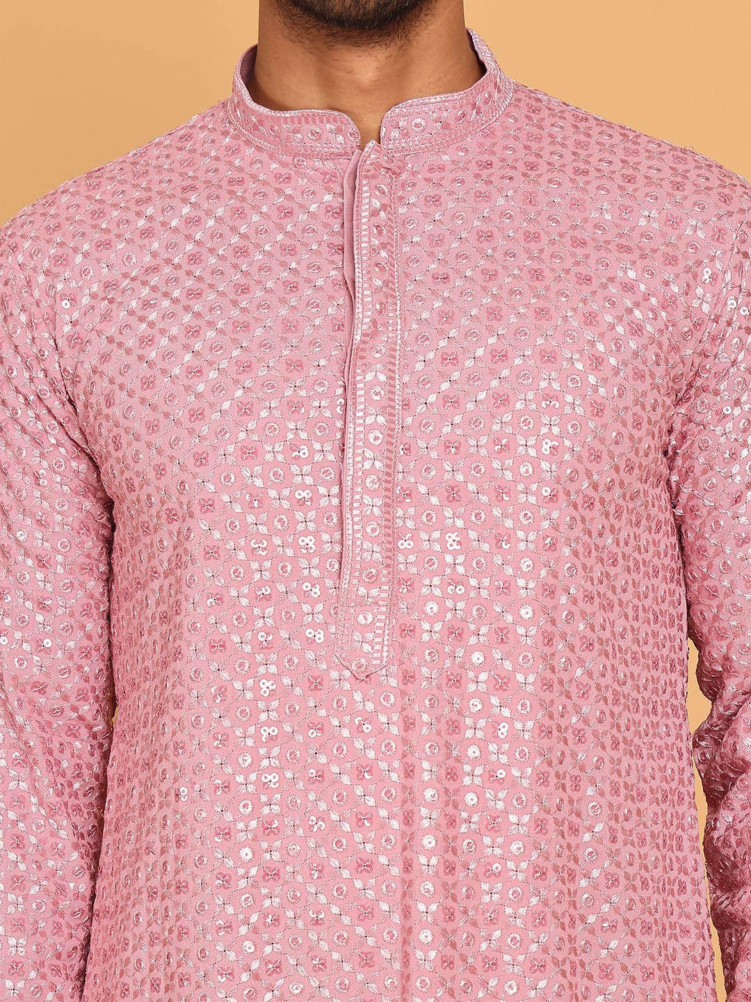 Jompers Men Geometric Embroidered Sequinned Kurta