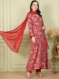 W Women Floral Printed Regular Kurta with Trousers & With Dupatta