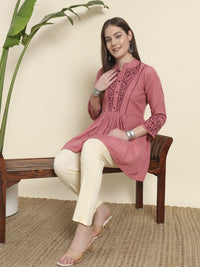 Tunik KALINI Wanita Viskos Rayon Leher Mandarin Bersulam