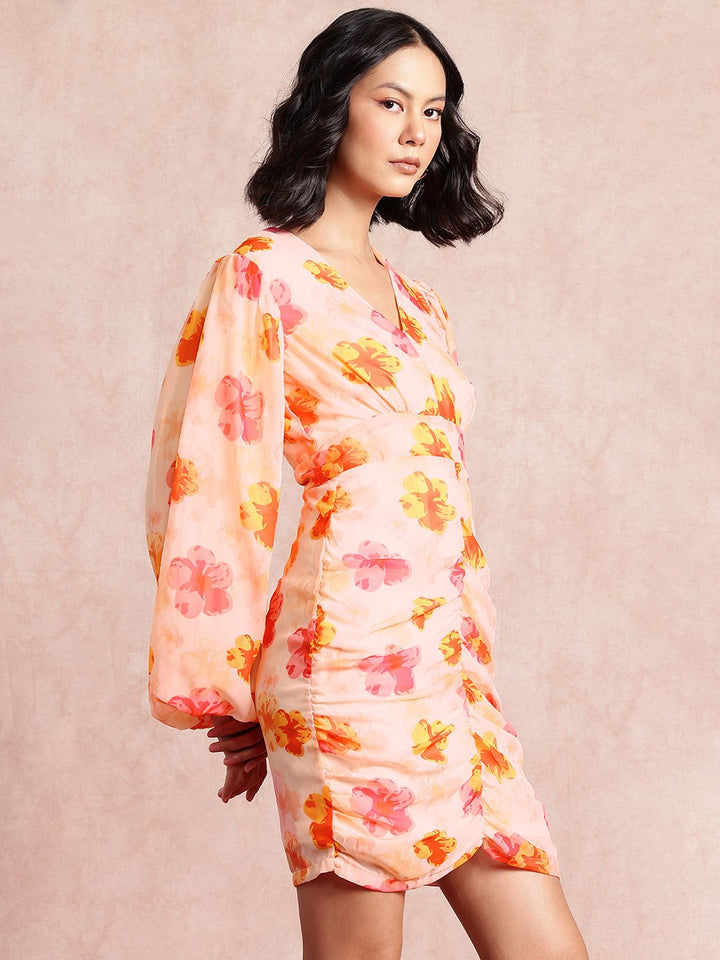 all about you Floral Print Puff Sleeve Sheath Dress