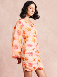 all about you Floral Print Puff Sleeve Sheath Dress