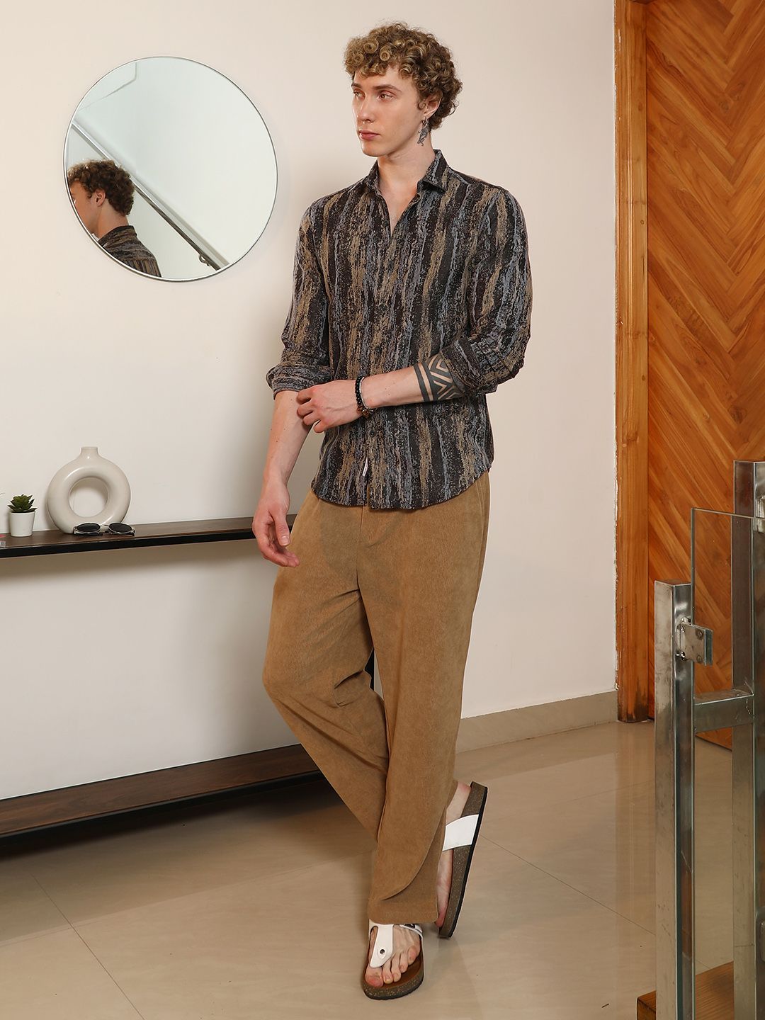Campus Sutra Men Comfort Fit Multi Striped Spread Collar Cotton Casual Shirt
