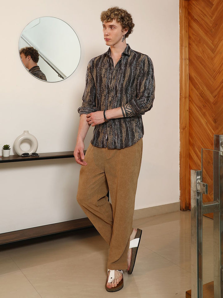 Campus Sutra Men Comfort Fit Multi Striped Spread Collar Cotton Casual Shirt