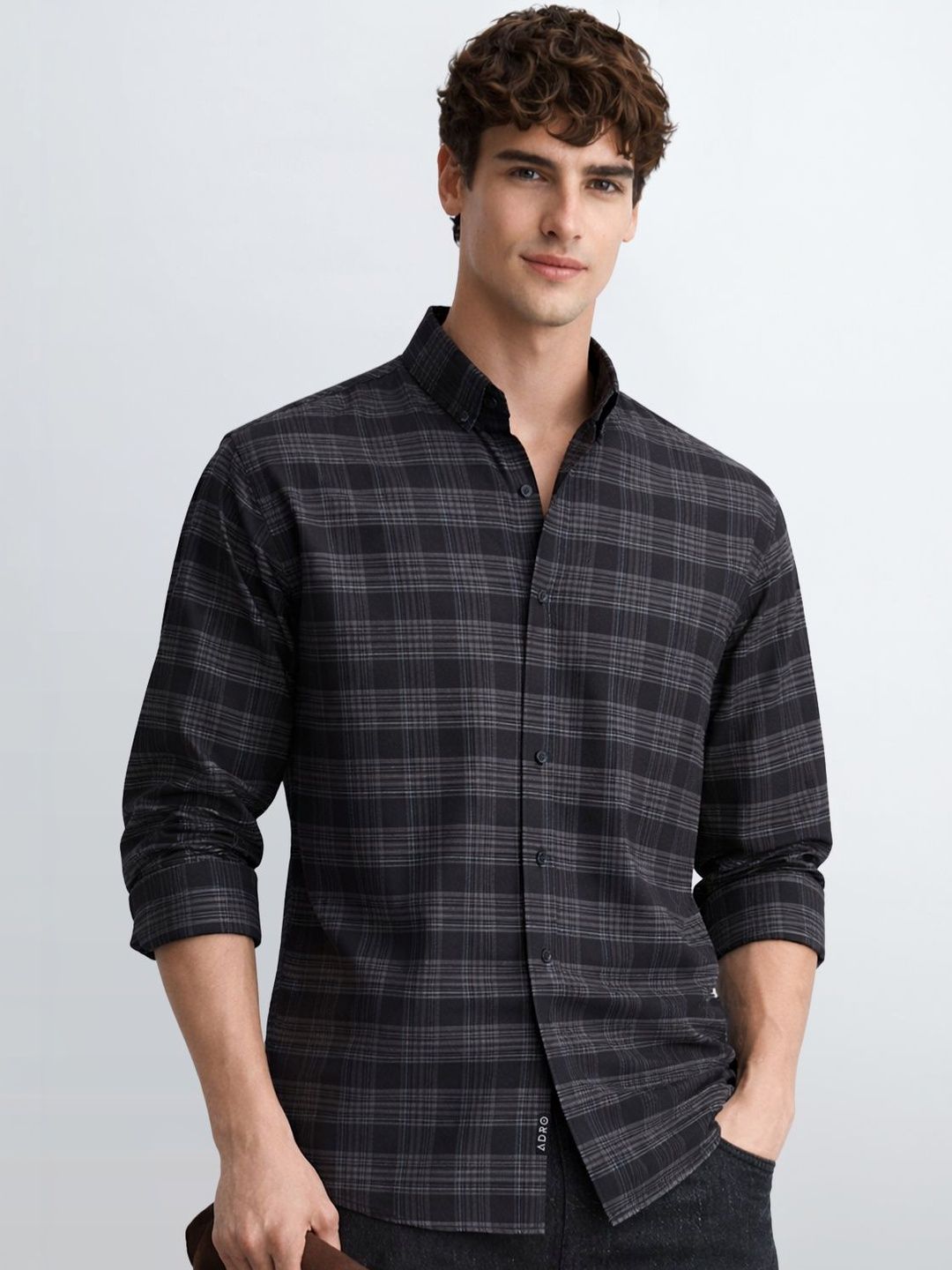 ADRO Men Standard Tartan Checks Baju Kasual Berpetak