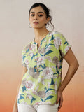 SANSKRUTIHOMES Women Floral Printed Extended Sleeves Pure Cotton Top