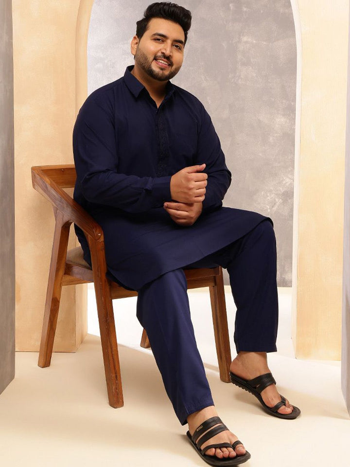 SOJANYA PLUS Shirt Collar Pathani Kurta With Pyjama