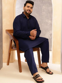 SOJANYA PLUS Shirt Collar Pathani Kurta With Pyjama