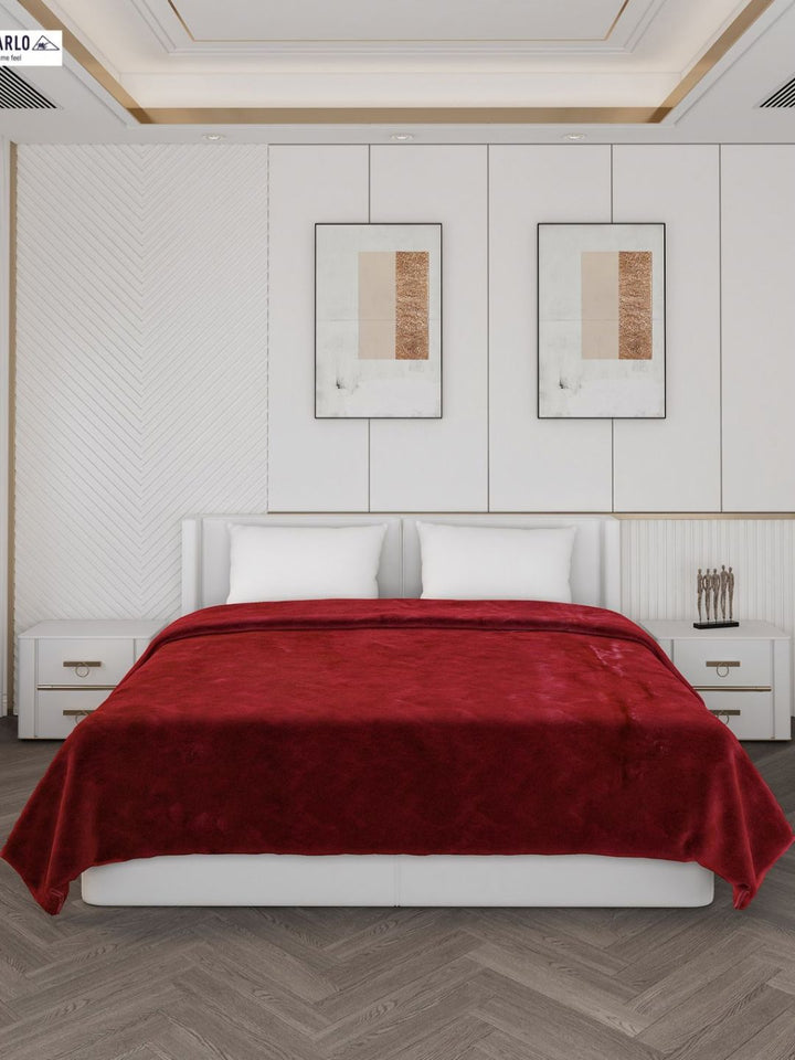 Monte Carlo Red Heavy Winter Double Bed Blanket