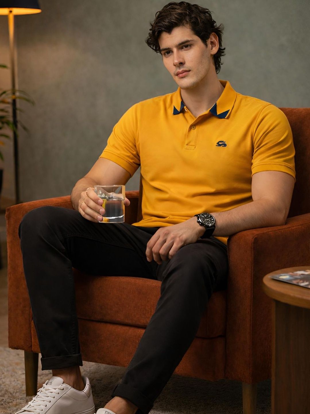 T-shirt Kolar Polo Logo Jenama ADRO Lelaki