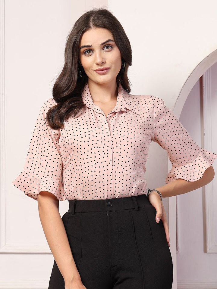 Style Quotient Women Polka Dot Printed Shirt Style Top