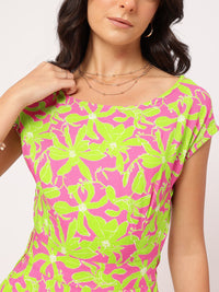 DressBerry Vibrant Vacay Cinched Waist Printed Sheath Dress