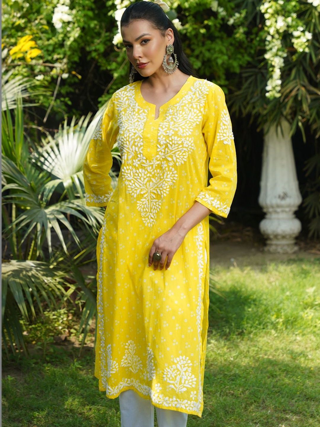 House of Chikankari Women Printed Cotton Chikankari Kurta