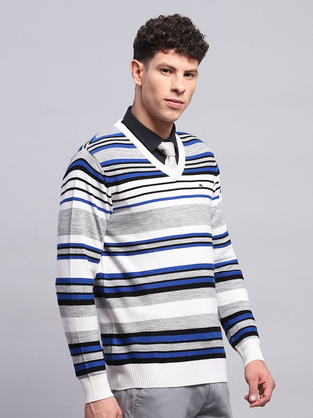 Monte Carlo Men Striped Woolen Pullover