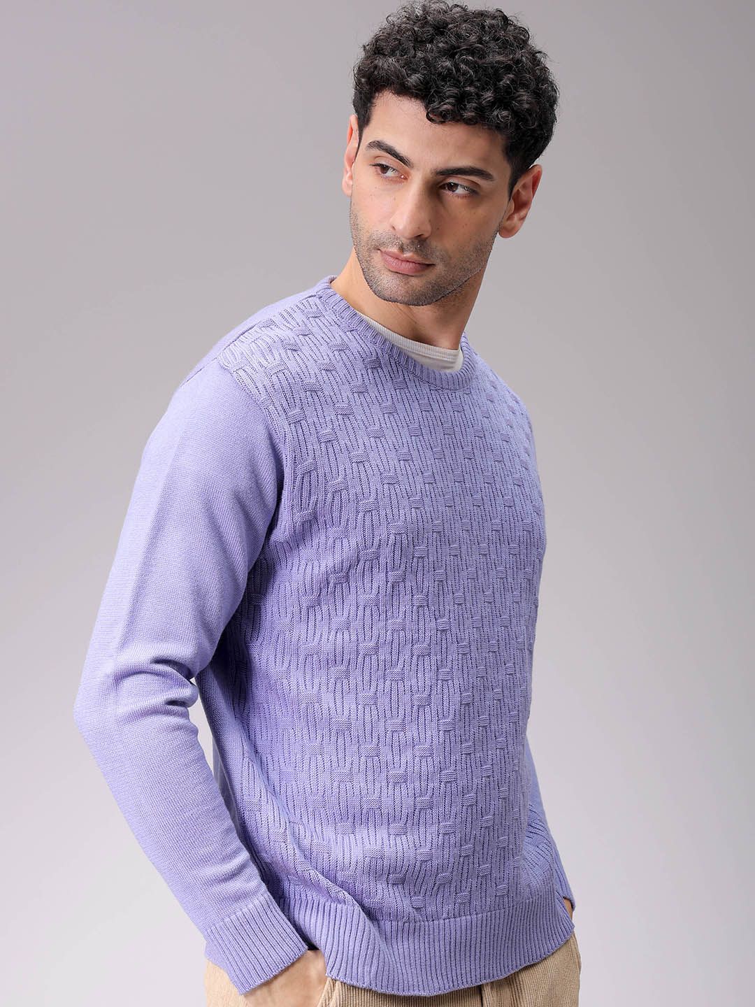 The Indian Garage Co Men Self Design Pullover Sweaters