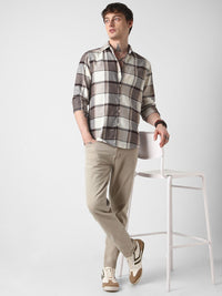VASTRADO Men Classic Slim Fit Opaque Checked Casual Shirt