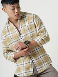 VASTRADO Men Classic Spread Collar Checked Cotton Slim Fit Casual Shirt