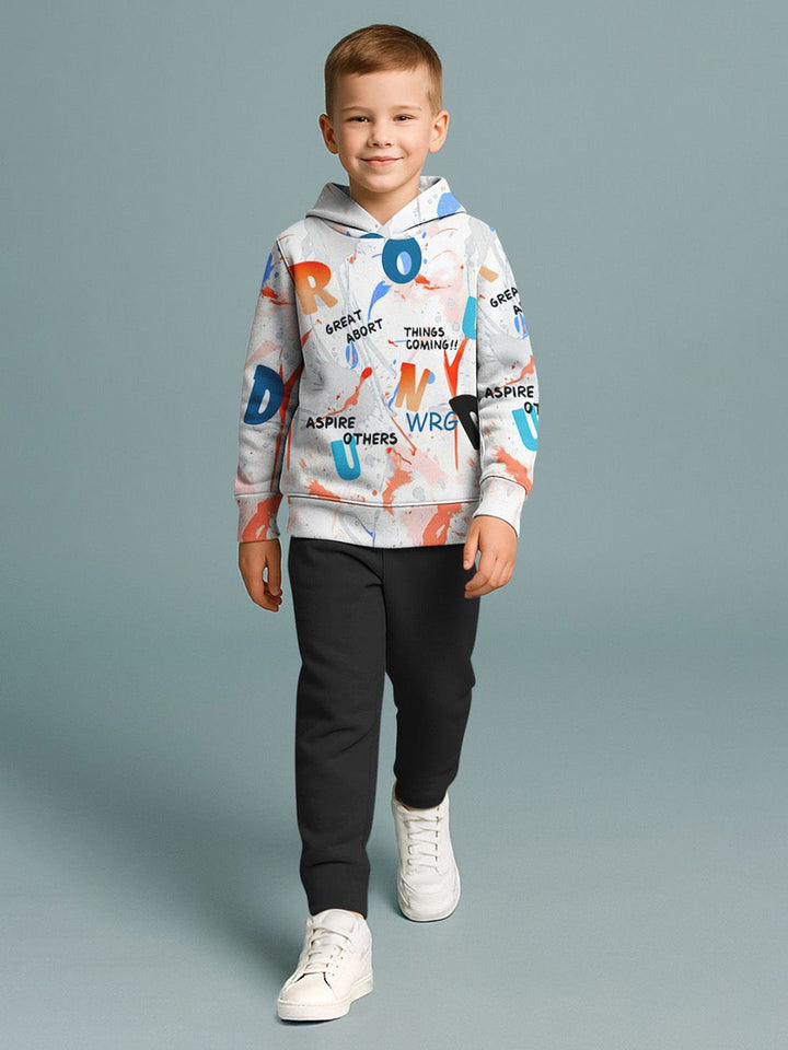 HELLCAT Boys Printed Hooded Sweatshirt With Trousers
