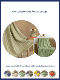 URBAN SPACE Green & Blue 2 Pieces Checked Pure Cotton Square Cushion Covers