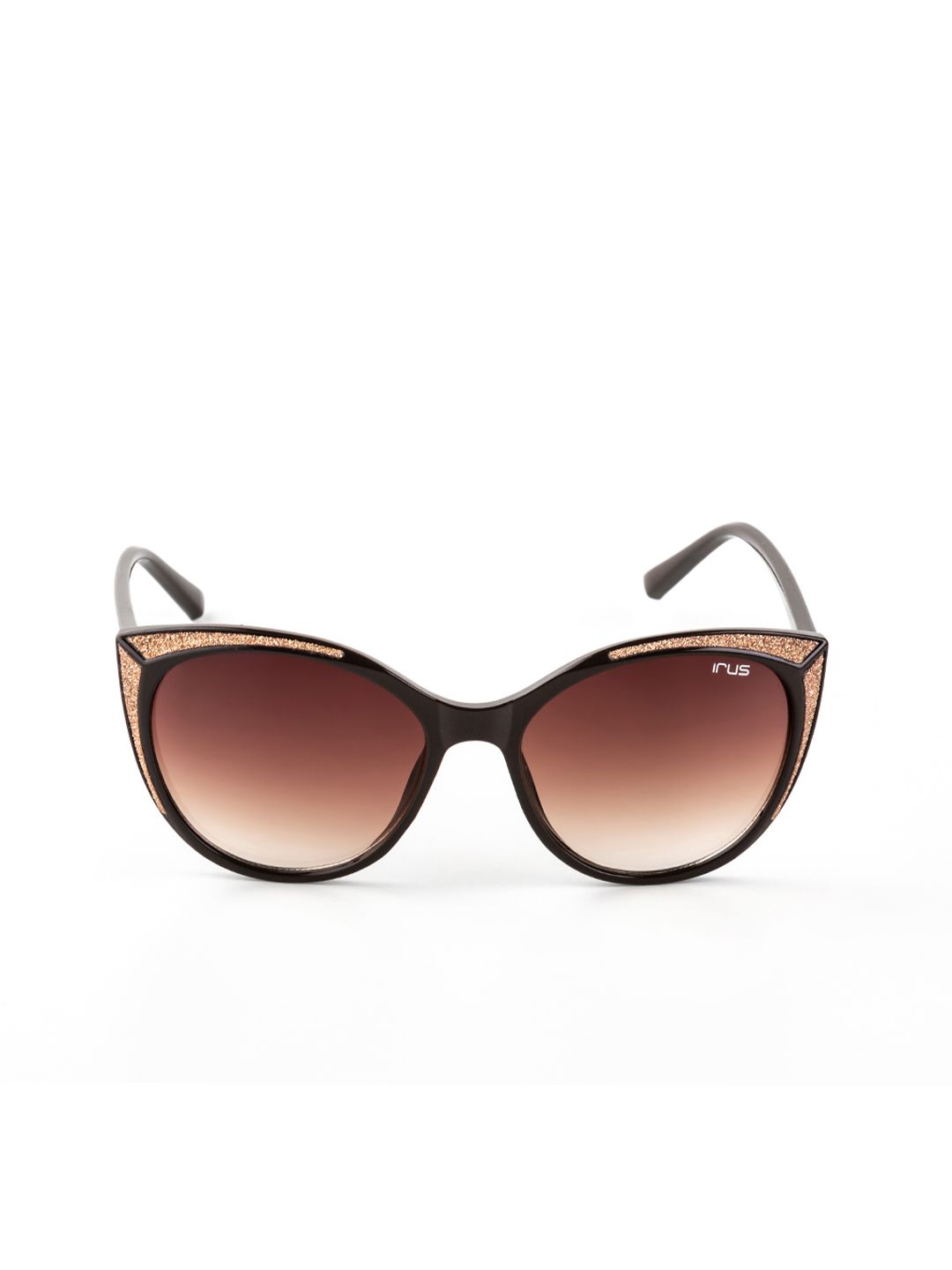 Irus oleh idee wanita lensa coklat & hitam cateye hitam dengan lensa dilindungi UV IRS1094C2SG
