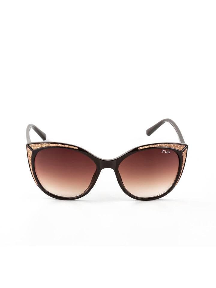 IRUS by IDEE Women Brown Lens & Black Cateye Sunglasses with UV Protected Lens IRS1094C2SG
