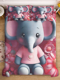 Myntra Elegant Homes Kartun Merah Jambu 400 TC King 7D Cadar Dengan 2 Sarung Bantal-250X225 cm
