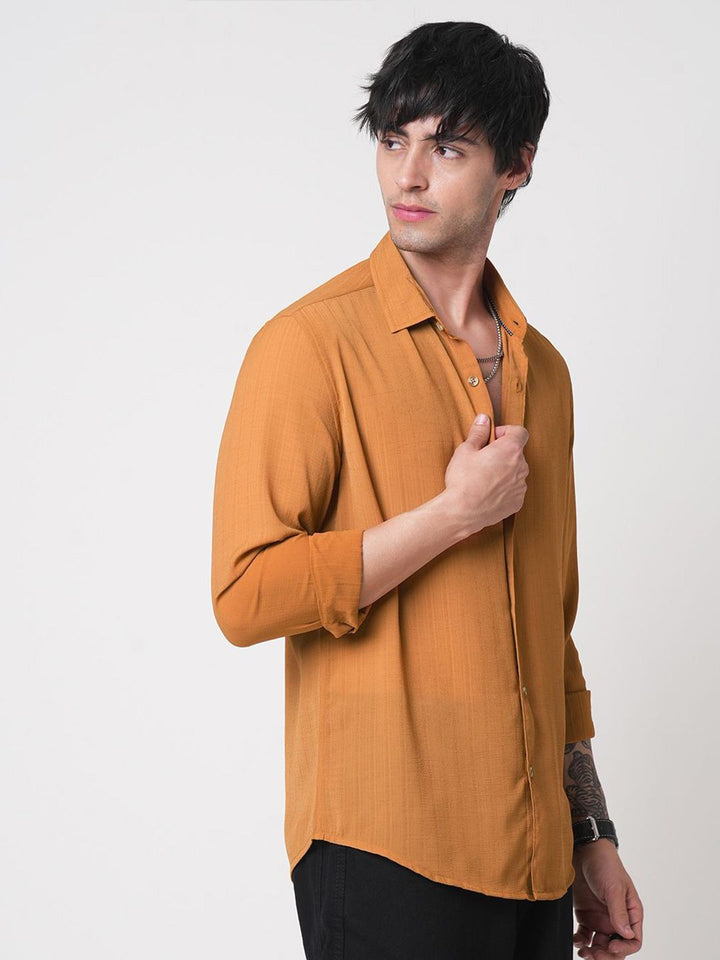 VASTRADO Men Classic Spread Collar Textured Slim Fit Casual Shirt