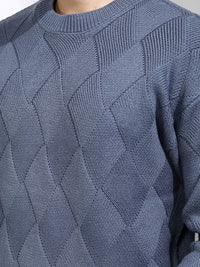 HIGHLANDER Men Open Knit Self Design Pullover