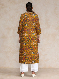 Varanga Floral Printed Cotton V-Neck A-Line Kurta
