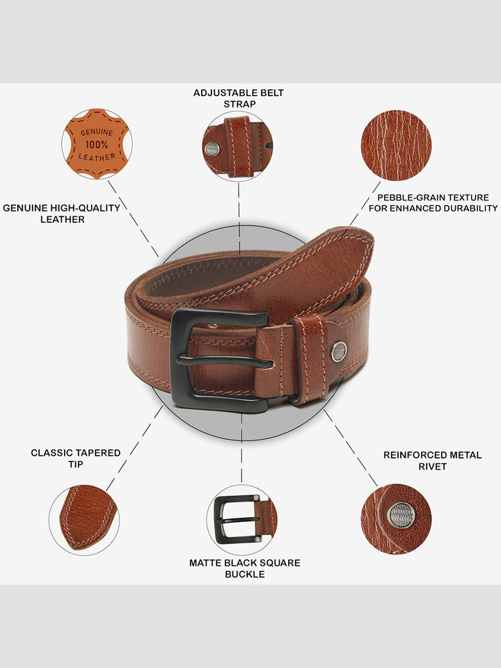 Teakwood Leathers Men Textured Leather Belt