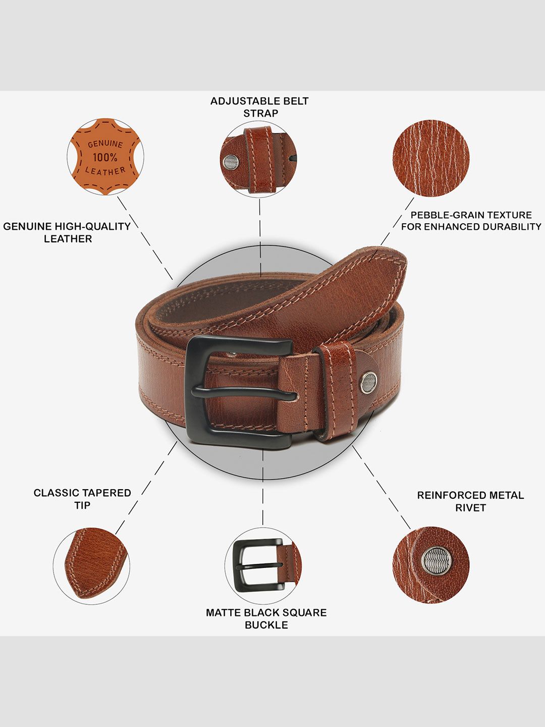 Teakwood Leathers Men Textured Leather Belt
