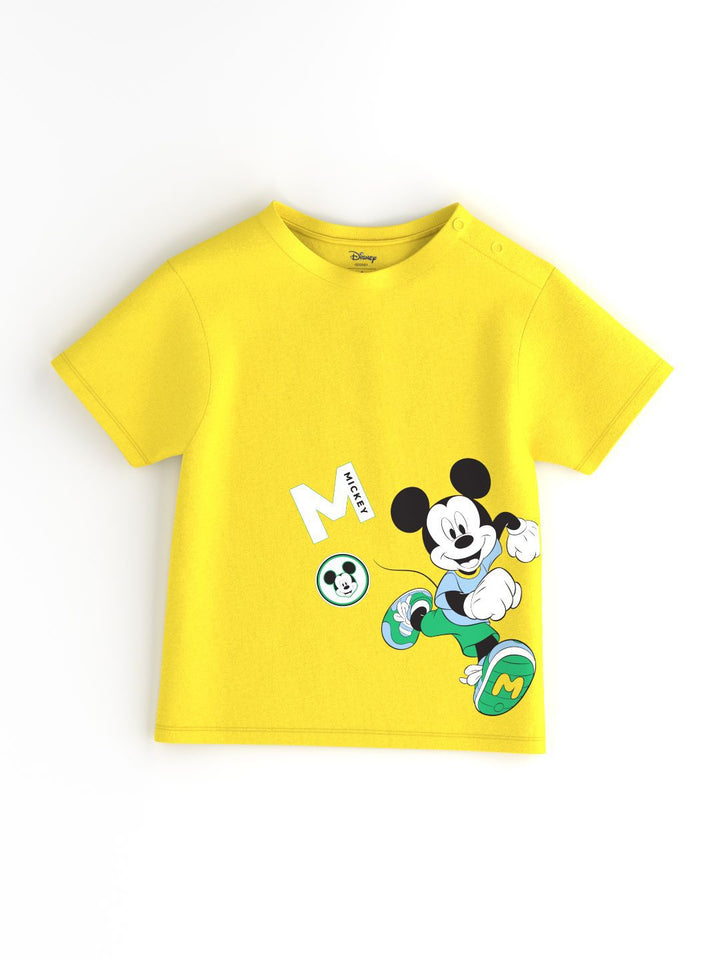 Nauti Nati Disney Boys Pack of 2 Mickey Mouse Printed Antimicrobial Jersey Cotton T-Shirts