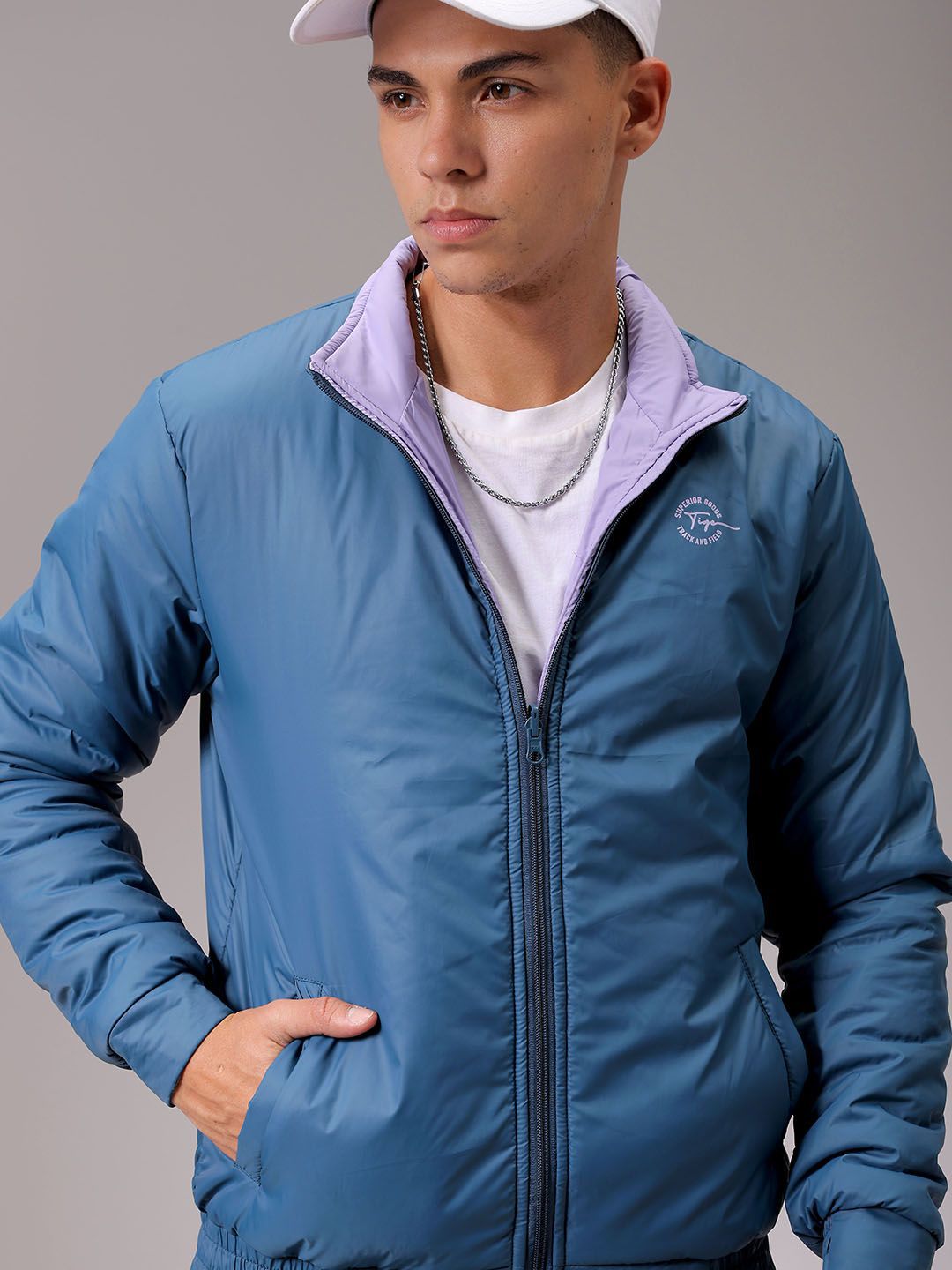 The Indian Garage Co Men High Neck Solid Revesible Bomber Jacket