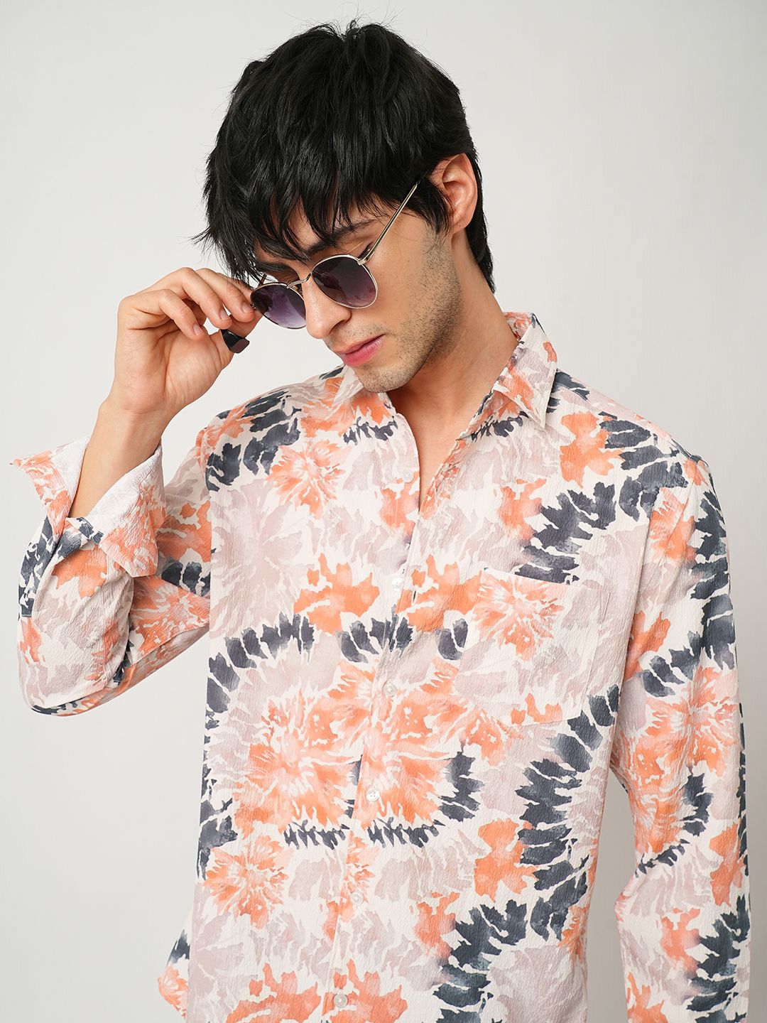 VASTRADO Men Classic Spread Collar Abstract Printed Slim Fit Casual Shirt
