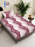 KLOTTHE Royal Pink & White Geometric Printed 300 TC Dilengkapi Cadar Bujang & Sarung Bantal
