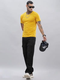 ADRO Lelaki Solid V-Neck Cotton T-shirt