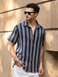Powerlook Men Striped Spread Collar Cotton Casual Shirt