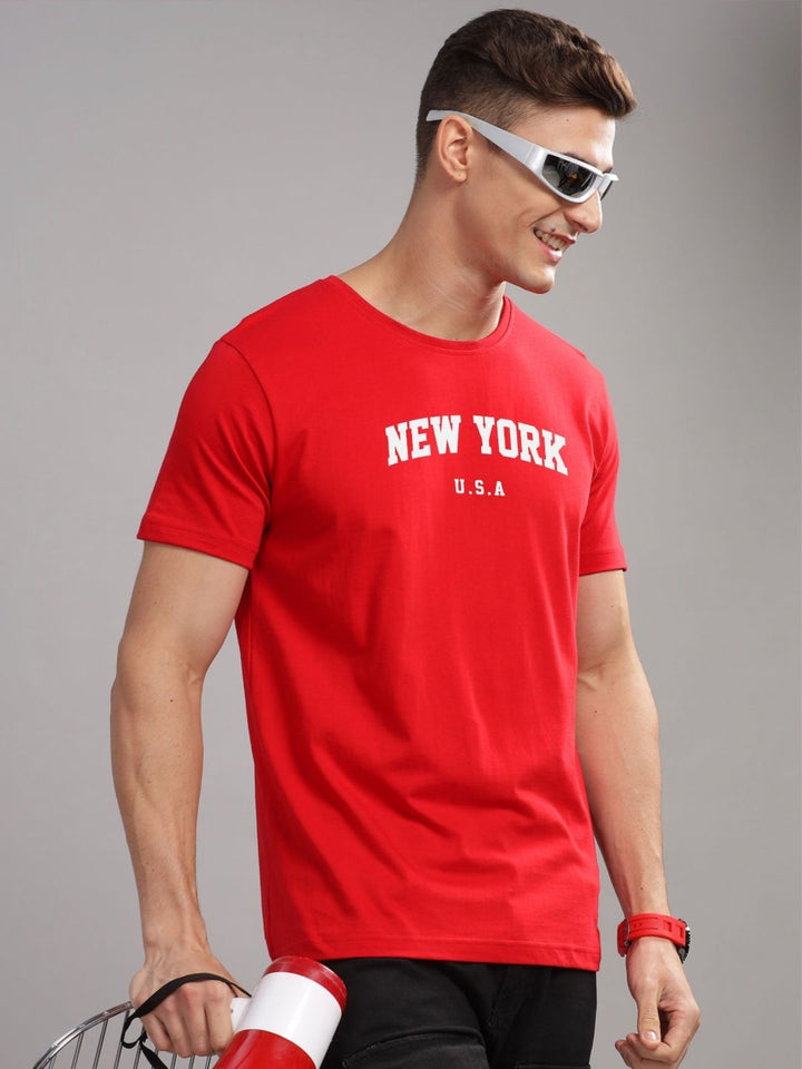 ADRO Men Typography Printed Applique T-shirt