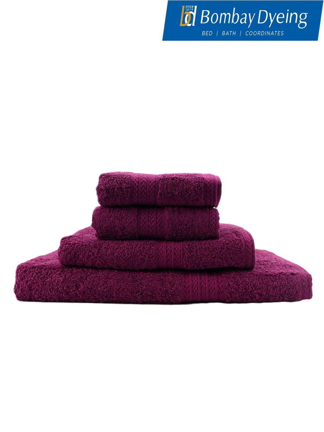 BOMBAY DYEING Purple 4 Piece Cotton 450 GSM Towel Set