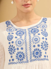 Antheaa Embroidered Self Design Chiffon Empire Top