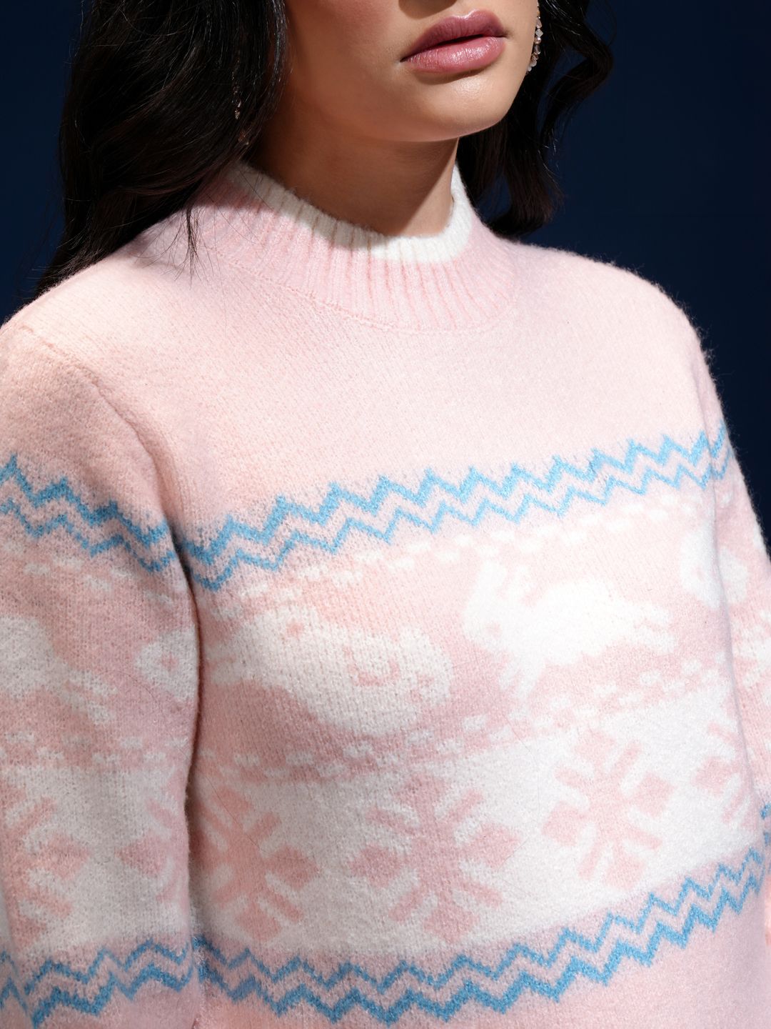 Tokyo Talkies Women Geometric Self Design Pullover
